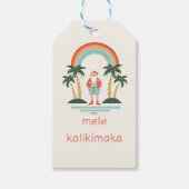 Hawaiisch/Regenbogen/Palmen Santa Geschenkanhänger (Vorderseite)