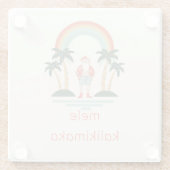 Hawaiisch/Regenbogen/Palmen Santa Glasuntersetzer (Rückseite)