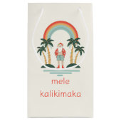 Hawaiisch/Regenbogen/Palmen Santa Kleine Geschenktüte (Rückseite)