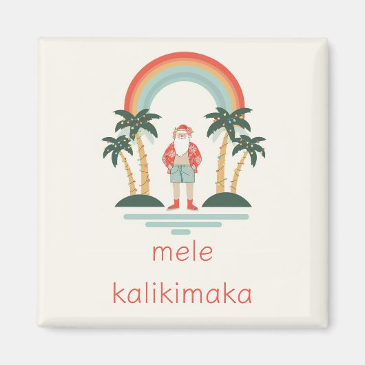 Hawaiisch/Regenbogen/Palmen Santa Magnet (Vorne)