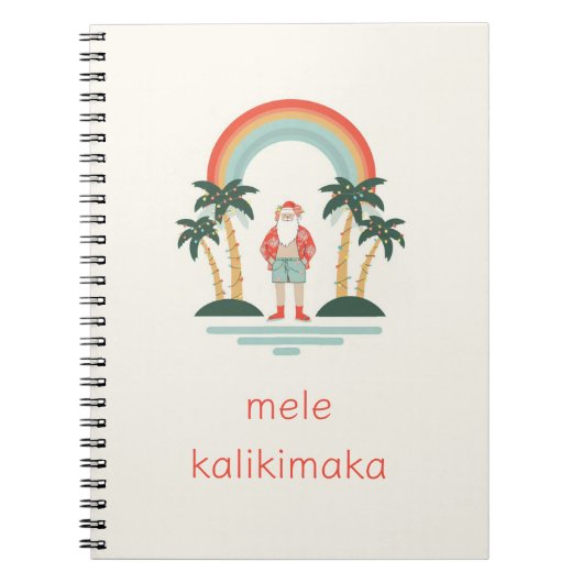 Hawaiisch/Regenbogen/Palmen Santa Notizblock (Vorderseite)
