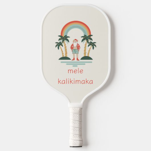 Hawaiisch/Regenbogen/Palmen Santa Pickleball Schläger (Vorderseite)