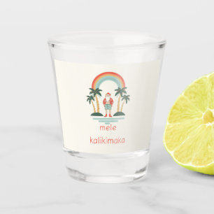 Hawaiisch/Regenbogen/Palmen Santa Schnapsglas
