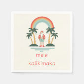 Hawaiisch/Regenbogen/Palmen Santa Serviette (Vorderseite)