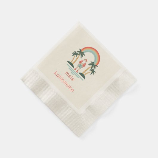 Hawaiisch/Regenbogen/Palmen Santa Serviette (Ecke)