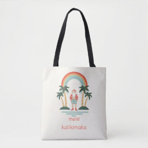 Hawaiisch/Regenbogen/Palmen Santa Tasche