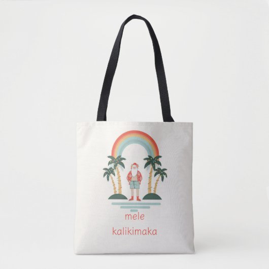 Hawaiisch/Regenbogen/Palmen Santa Tasche (Vorderseite)