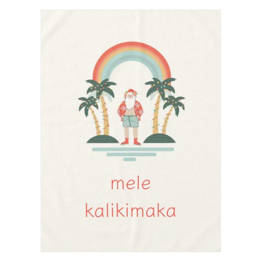 Hawaiisch/Regenbogen/Palmen Santa Tischdecke (Vorderseite)
