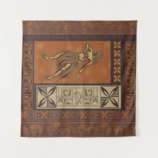 Hawaiisch - Samoan Hula Tapa Board Print Wandteppich (Vorderseite (Horizontal))