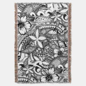 Hawaiisch - Samoan - Polynesischer Stammbaum Kisse Decke (Vorderseite Vertikal)