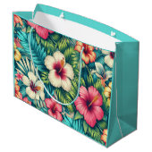 Hawaiisch/tropisch Große Geschenktüte (Rückseite Schrägansicht)