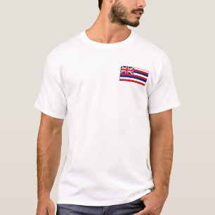 Hawaiische Flagge + Karten-T - Shirt