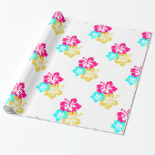 Hawaiische Hibiskus-Blumen Geschenkpapier (Ungerollt)