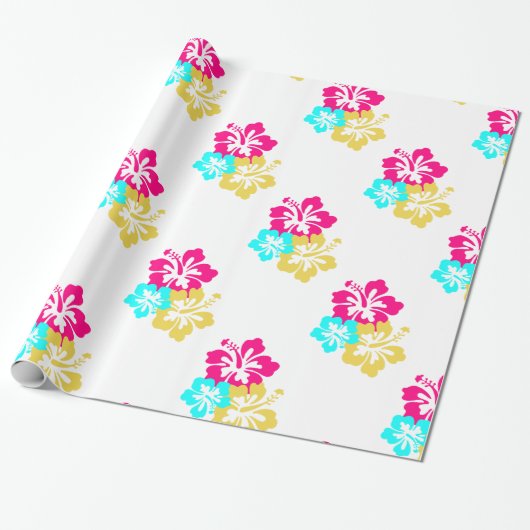 Hawaiische Hibiskus-Blumen Geschenkpapier (Ungerollt)