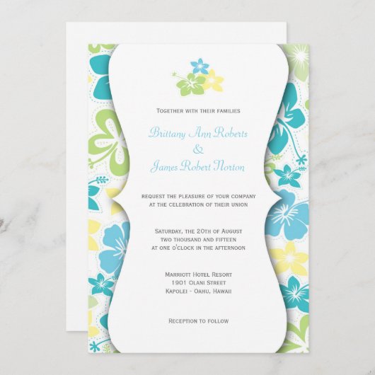 Hawaiische Hochzeit oder Brautparty lädt ein Einladung (Vorne/Hinten)