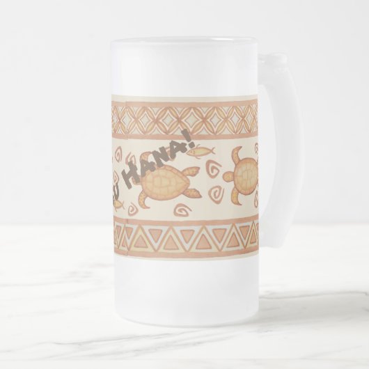 Hawaiische Honu n Fische Stammes- Pau Hana! Mattglas Bierglas (VorderseiteRechts)