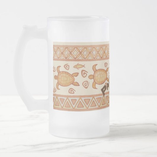 Hawaiische Honu n Fische Stammes- Pau Hana! Mattglas Bierglas (Links)