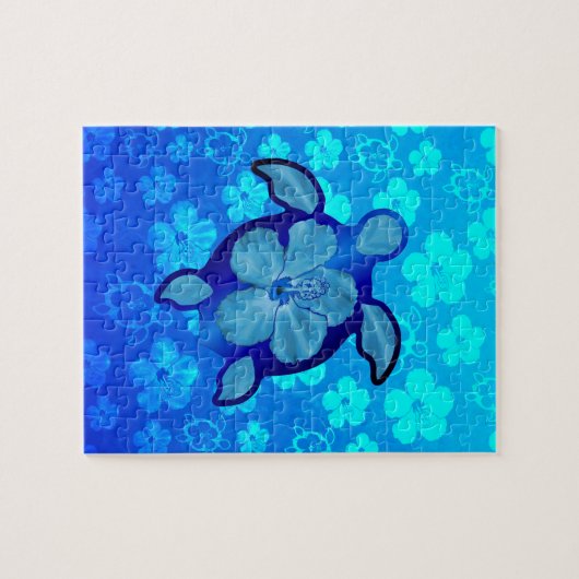 Hawaiische Honu Schildkröte und Hibiskus Puzzle (Horizontal)