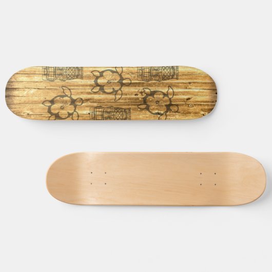 Hawaiische Honu und Tiki Maske Skateboard (Horizontal)