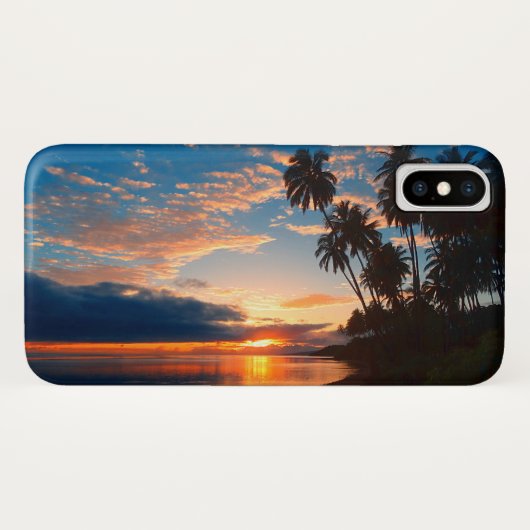 Hawaiische Insel-tropischer Sonnenuntergang Case-Mate iPhone Hülle (Rückseite (Horizontal))