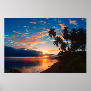 Hawaiische Insel-tropischer Sonnenuntergang Poster