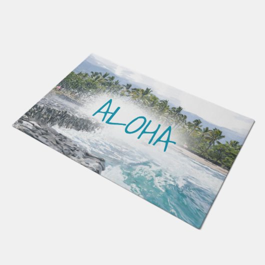 Hawaiische Inseln Aloha Fußmatte (Schrägansicht)