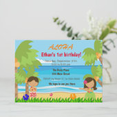 Hawaiische luau Kindergeburtstag-Party Einladung (Stehend Vorderseite)