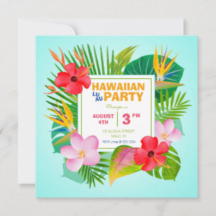 Hawaiische Luau quadratische Party Einladung