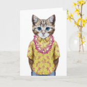 Hawaiische Miezekatze-Katze Karte (Gelbe Blume)
