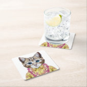 Hawaiische Miezekatze-Katze Rechteckiger Pappuntersetzer (Vor Ort)