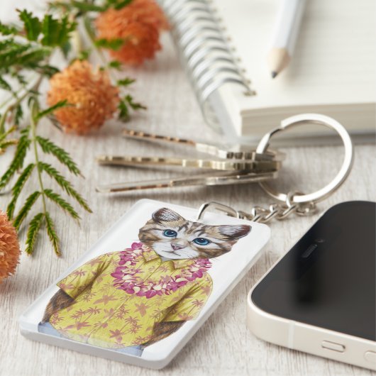 Hawaiische Miezekatze-Katze Schlüsselanhänger (Vorderseite rechts)