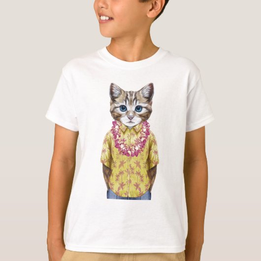 Hawaiische Miezekatze-Katze T-Shirt (Vorderseite)
