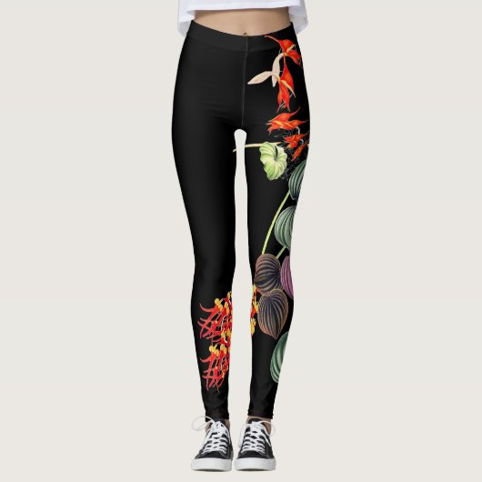 Hawaiische Orchideen-Blumen ganz über Leggings (Vorderseite)