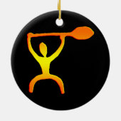 Hawaiische Paddel-Mann-Petroglyphe - Verzierung Keramikornament (Hinten)