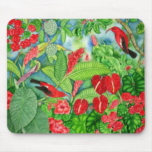 Hawaiische rote Iiwi Vögel Mousepad (Vorne)