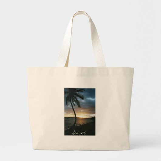 Hawaiische Sonnenuntergang-Strand-Tasche Jumbo Stoffbeutel (Vorne)