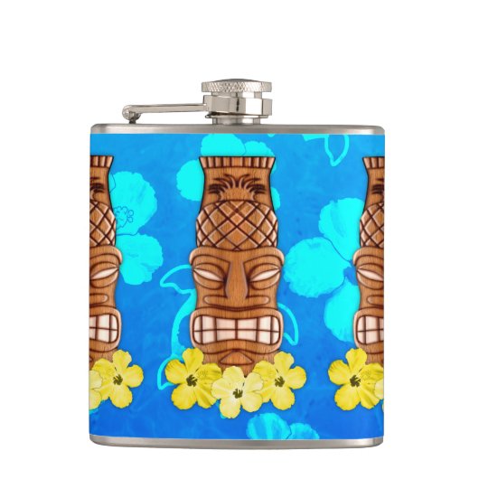 Hawaiische Tiki Maske Flachmann (Vorderseite)