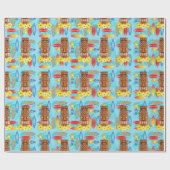 Hawaiische Tiki Maske Geschenkpapier (Flach)