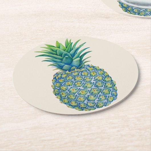 Hawaiische tropische Ananas-Untersetzer Runder Pappuntersetzer (Angewinkelt)