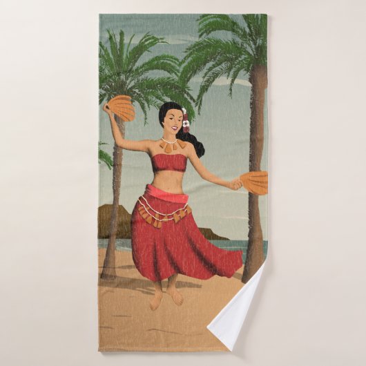 Hawaiische Vintage Hula Badhandtuch Set (Badehandtuch)