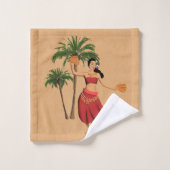 Hawaiische Vintage Hula Badhandtuch Set (Waschlappen)