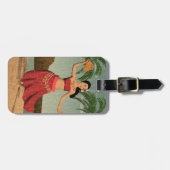 Hawaiische Vintage Hula Mädchen-beunruhigte Gepäckanhänger (Vorderseite horizontal)
