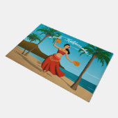 Hawaiische Vintage Mele Kalikimaka Postkarte Fußmatte (Schrägansicht)