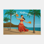 Hawaiische Vintage Mele Kalikimaka Postkarte Fußmatte (Vorderseite)