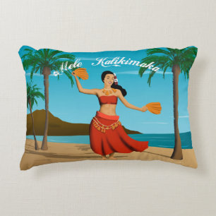 Hawaiische Vintage Mele Kalikimaka Postkarte Zierkissen