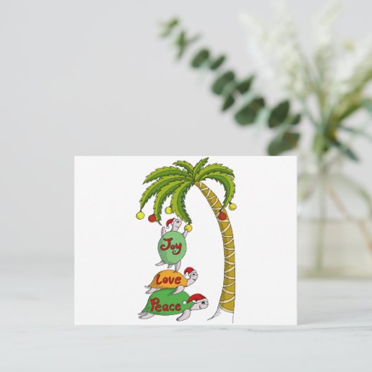 Hawaiische Weihnachtsschildkröte Sankt Feiertagspostkarte (Stehend Vorderseite)