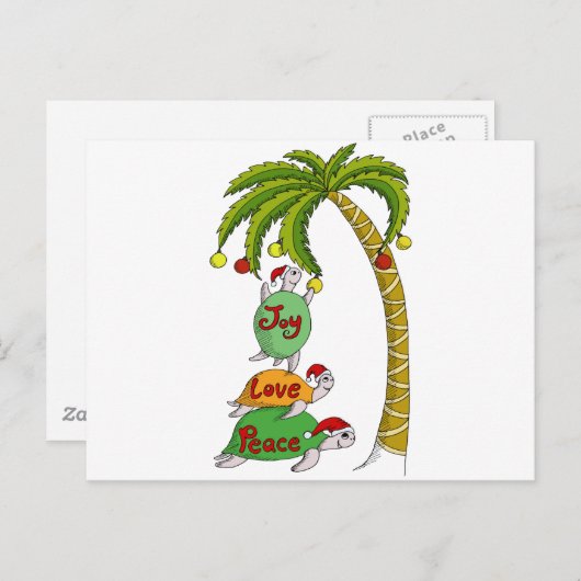 Hawaiische Weihnachtsschildkröte Sankt Feiertagspostkarte (Vorne/Hinten)