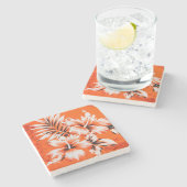 Hawaiischer Hibiskus-Blumen-Hintergrund Steinuntersetzer (Seitenansicht)