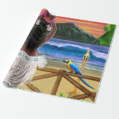 HAWAIISCHER HULA SONNENUNTERGANG GESCHENKPAPIER (Ungerollt)