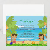 Hawaiischer Luau Kindergeburtstag danken Ihnen zu Dankeskarte (Vorne/Hinten)
